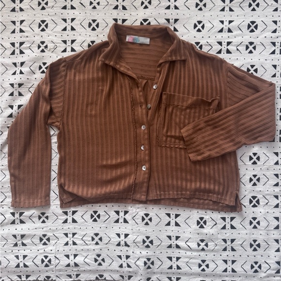 FP Beach Brown Ribbed Top - Picture 2 of 4